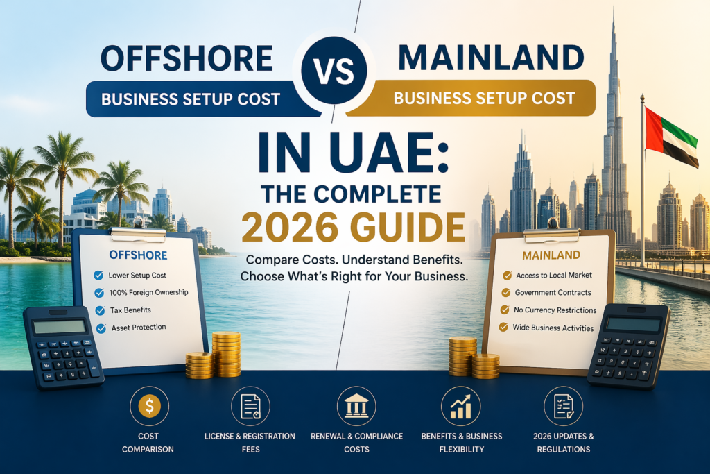 Offshore vs Mainland Business Setup Cost in UAE: The Complete 2026 Guide
